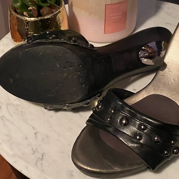 Leather High Heels; Slide in with open toe - Picture 8 of 9